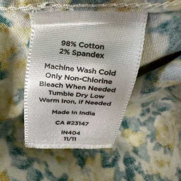 Talbots Blouse Size 16W Petite Floral Sleeveless Green Yellow - Picture 4 of 8